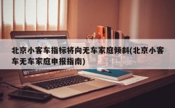 北京小客车指标将向无车家庭倾斜(北京小客车无车家庭申报指南)