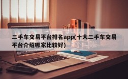 二手车交易平台排名app(十大二手车交易平台介绍哪家比较好)